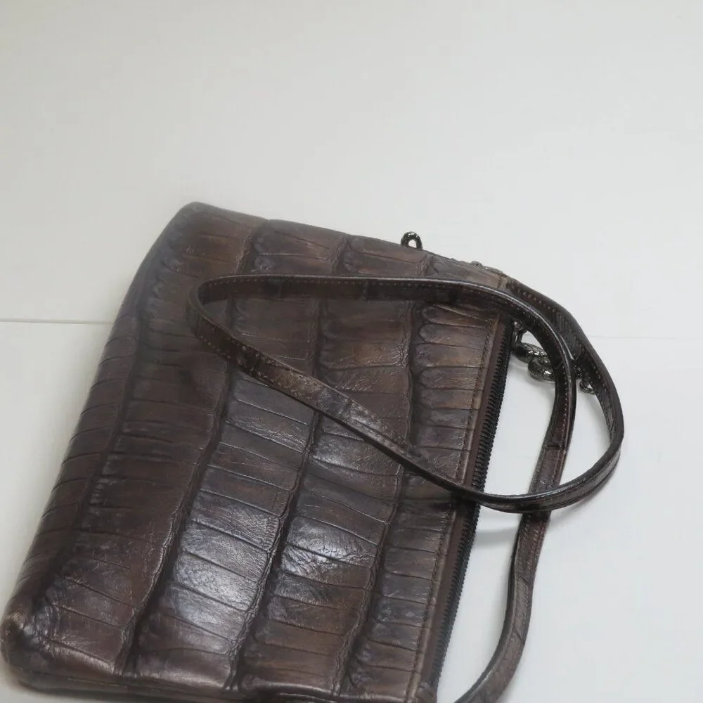 John Galliano Croc Embossed Leather Handbag